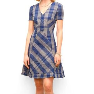 Club Monaco Plaid Seamed V-Neck Dress